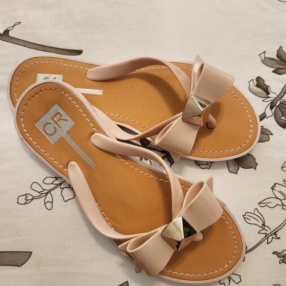 CR Sandals with Bow and Gold Buttons Size 7